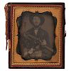 Sixth Plate Daguerreotype of Armed Hunter Posed with his Game