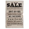 Bourbon County, Kentucky Slave Sale Broadside Advertising "One Negro Man," 1857