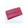 Chanel Red Small Grained Leather Flower Logo Long Wallet. Silver tone hardware, grey fabric interio