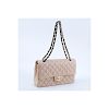Chanel Light Beige Quilted Leather Bicolor Classic Double Flap 26 Bag. Gold tone hardware, beige in