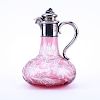 Faberge Moscow 1896 Silver and Cut Ruby to Clear Glass Decanter with Relief Flower Finial. Stamped 