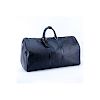 Louis Vuitton Black Epi Leather Keepall 55 Travel Bag. Golden brass hardware, leather interior, lug