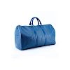 Louis Vuitton Blue Epi Leather Keepall 50 Travel Bag. Golden brass hardware, leather interior, lugg