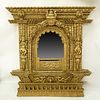 Large Impressive Antique Thai/Burmese Giltwood Carved High Relief Temple Mirror. Intricately carved