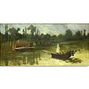 19/20th Century Egyptian School Oil on Board, Paddle Boat in Open Water, Unsigned. Some spotting, s