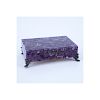 Vintage Amethyst Hinged Covered Box with 800 Silver Claw Feet. Stamped. Repairs to feet, teetering.