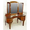 Antique Style French Burlwood Inlaid Gilt Brass Mounted Lady's Dressing Table Mirror. Total of seve