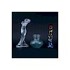 Group of Three (3): Lalique Nude Figurine, Zsolnay Eosin Tulip Pottery Candlestick, and Cameo Glass