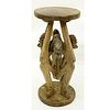 20th Century African Wood Carved Figural Stool, Attributed to the Republic of Congo. Typical condit