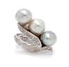 A 14 Karat White Gold, Cultured Pearl and Diamond Ring, 5.70 dwts.