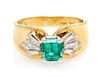 A Bicolor Gold, Emerald and Diamond Ring, 3.80 dwts.