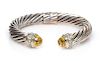 A Sterling Silver, Citrine and Diamond 'Cable Classic' Bracelet, David Yurman, 33.10 dwts.