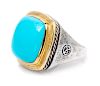 A Sterling Silver, 18 Karat Yellow Gold and Turquoise 'Albion' Ring, David Yurman, 15.80 dwts.