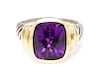 A Sterling Silver, 14 Karat Yellow Gold and Amethyst 'Noblesse' Ring, David Yurman, 9.50 dwts.