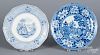 Two blue transferware plates