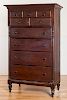Pennsylvania Sheraton walnut tall chest of drawers