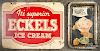 Eckels Ice Cream advertising sign and a tray