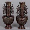Pair of Japanese bronze vases.