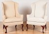 Chippendale style walnut wing chairs
