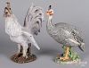 Pottery rooster and guinea hen