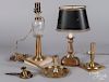 Group of brass and bell metal lighting