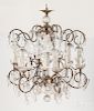 Large French brass and crystal chandelier