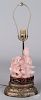 Chinese rose quartz figural lamp