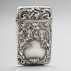 Sterling Match Safe with Art Nouveau Decorations of Foxes, Grapes and Scrolls