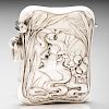 Sterling Art Nouveau Match Safe with Woman in Profile