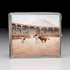 Sterling Cigarette Case with Handpainted Bullfight Scene