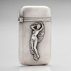 Sterling Match Safe with Relief Motif of Draped Woman