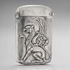 Sterling Match Safe with Griffin Decoration