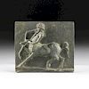 A CONTINENTAL PATINATED BRONZE PLAQUE OF A CENTAUR YOUTH PLAYING THE AULOI, POSSIBLY ITALIAN, LATE 19TH/EARLY 20TH CENTURY,