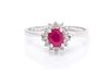 * A Collection of 14 Karat White Gold, Diamond, Ruby and Emerald Rings, 2.90 dwts.