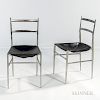 Pair of Aluminum and Leather Side Chairs