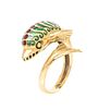 * An 18 Karat Yellow Gold and Polychrome Enamel Sea Creature Ring, 3.80 dwts.