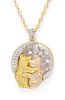 * An 18 Karat Gold, Diamond and Colored Diamond "Teddy Love" Pendant Necklace, Ambros, 24.40 dwts.