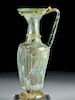 Roman Glass Oinochoe w/ Ribbed Body
