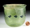 Large Roman Green Glass Jar w/ Applied Blue Spots