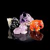 A GROUP OF FOUR CHINESE MINIATURE HARDSTONE ANIMAL AND FRUIT CARVINGS, MODERN,