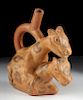 Moche Pottery Amorous Llama Stirrup Vessel