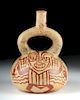 Early Moche Pottery Trophy Head Stirrup Vessel