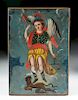 19th C. Mexican Tin Retablo by Bee Sting Lip Painter