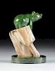 LYLE SOPEL (Canadian b.1951) A CARVED HARDSTONES FIGURAL SCULPTURE, "Climbing Bear,"