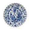 A Chinese Export Blue and White Porcelain Chrysanthemum-Form Dish Diameter 9 1/2 inches.