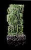 A Chinese Mottled Spinach Jade Vase Height 8 1/2 inches.