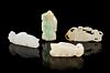 Four Chinese Jade and Jadeite Pendants Length of largest 2 1/2 inches.