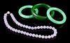 Four Chinese Hardstone Jewelry Articles Length of necklace end to end 18 inches.
