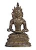 A Sinot-Tibetan Bronze Figure of Amida Buddha Height 6 1/2 inches.