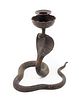 A Cast Metal Cobra Candlestick Height 8 inches.
